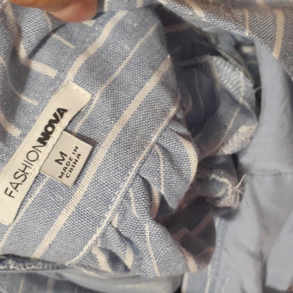 Blue and White Striped Romper - Picture 6 of 6